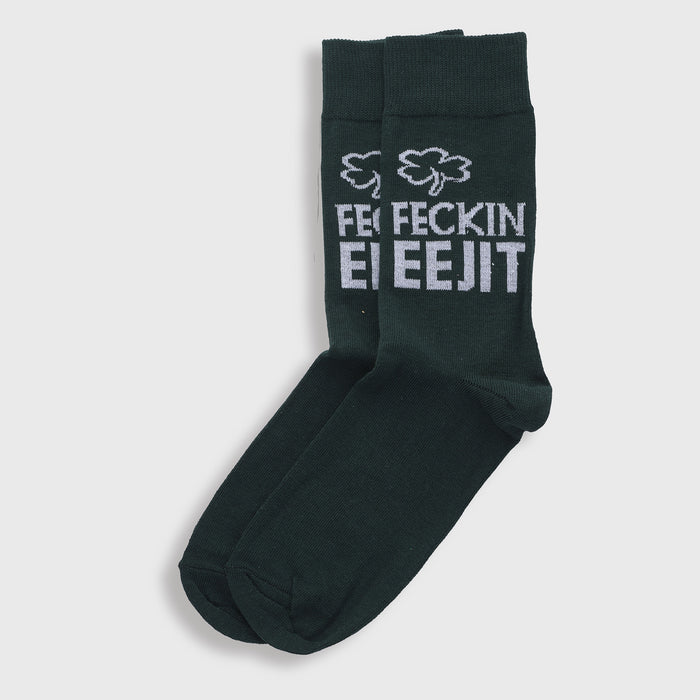 Feckin Eijit Socks Forest green