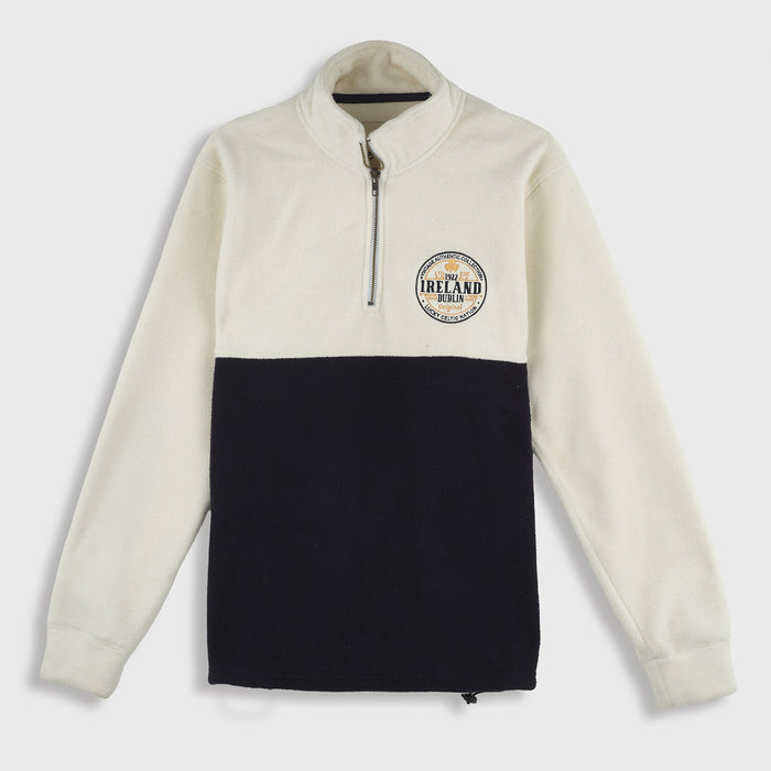 Ireland Quarter Zip Fleece Latte/Navy
