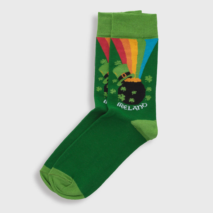 Ireland Green Pot of Gold Rainbow Socks