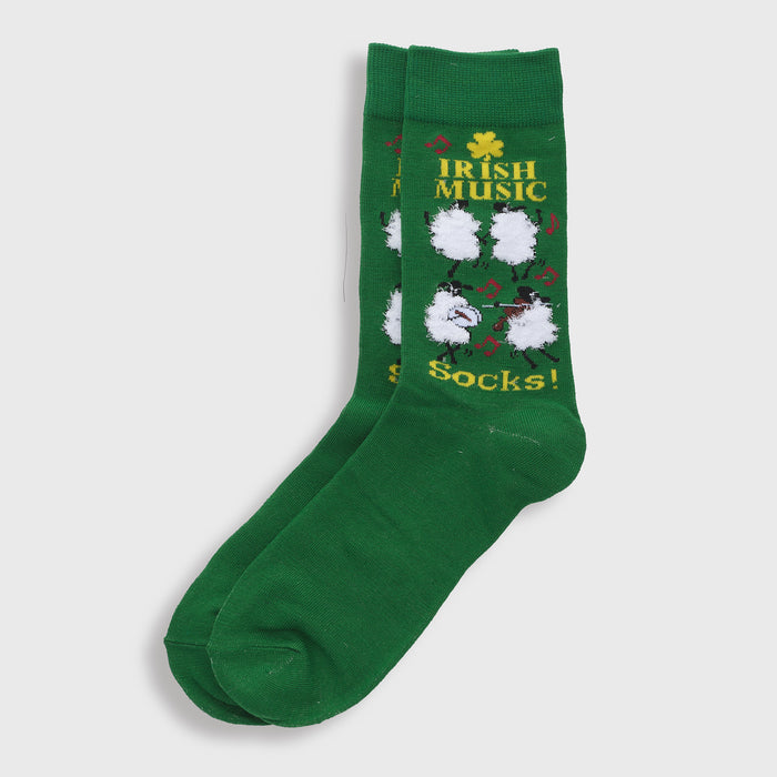 Irish Musical Sheep Green Socks