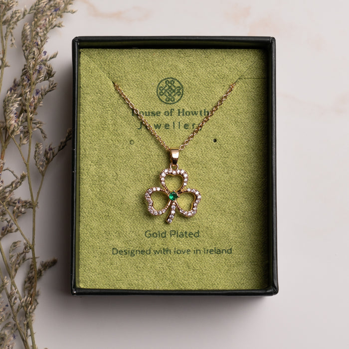 Shamrock Diamond Pendant Gold Plated - 1859