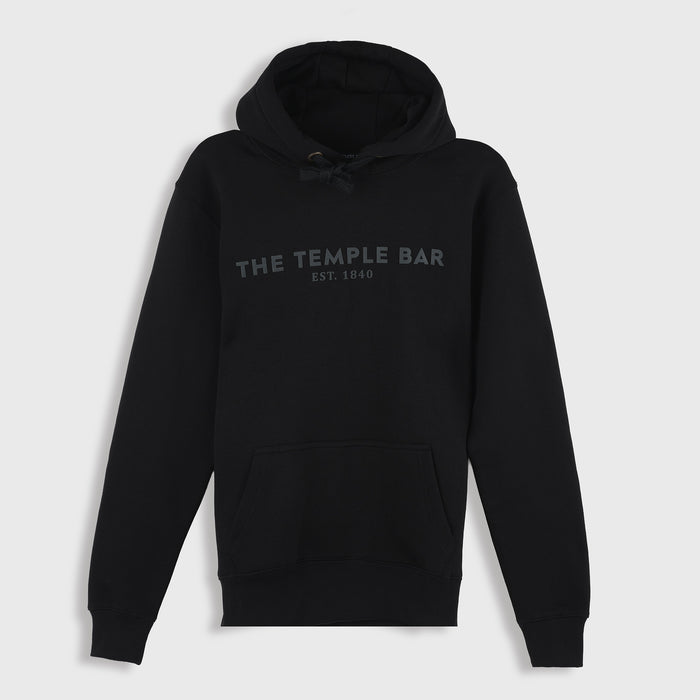 The Temple Bar Raglan Unisex Solid Black Hoodie