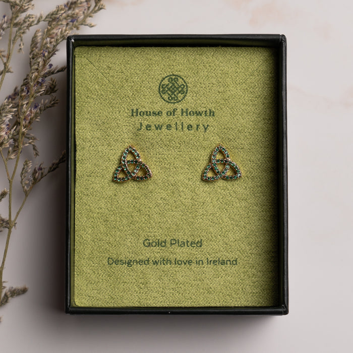 Trinity Knot Diamond Earring Studs Gold Plated - 1888