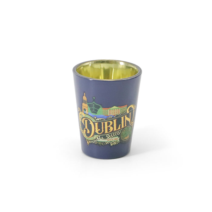 VINTAGE DUBLIN STREETSCAPE BLUE SHOT GLASS