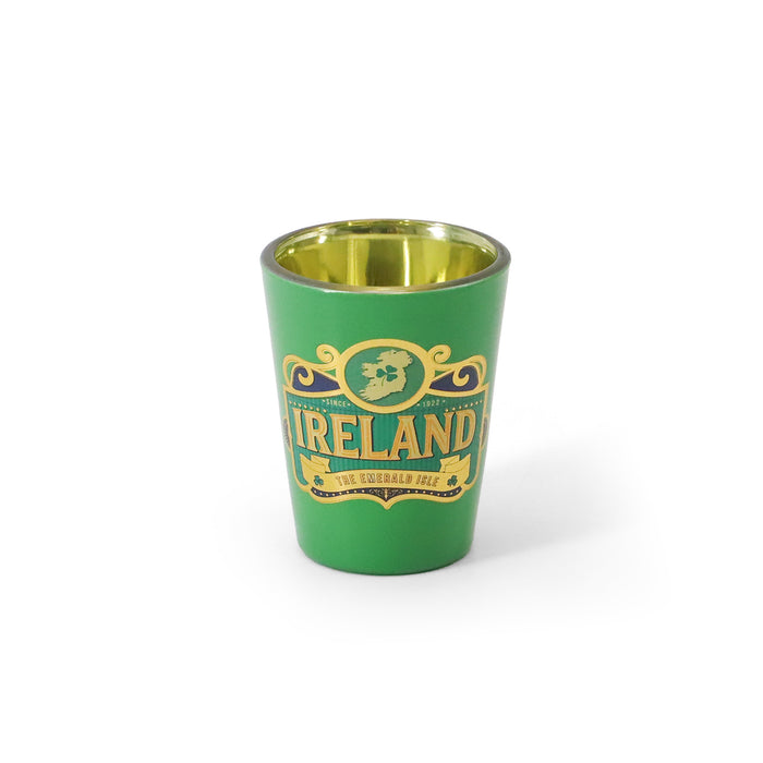 VINTAGE IRELAND MAP TEAL SHOT GLASS