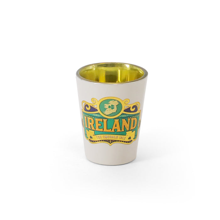 VINTAGE IRELAND MAP WHITE SHOT GLASS