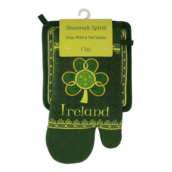 Shamrock Spiral Oven Mitt And Pot Holder