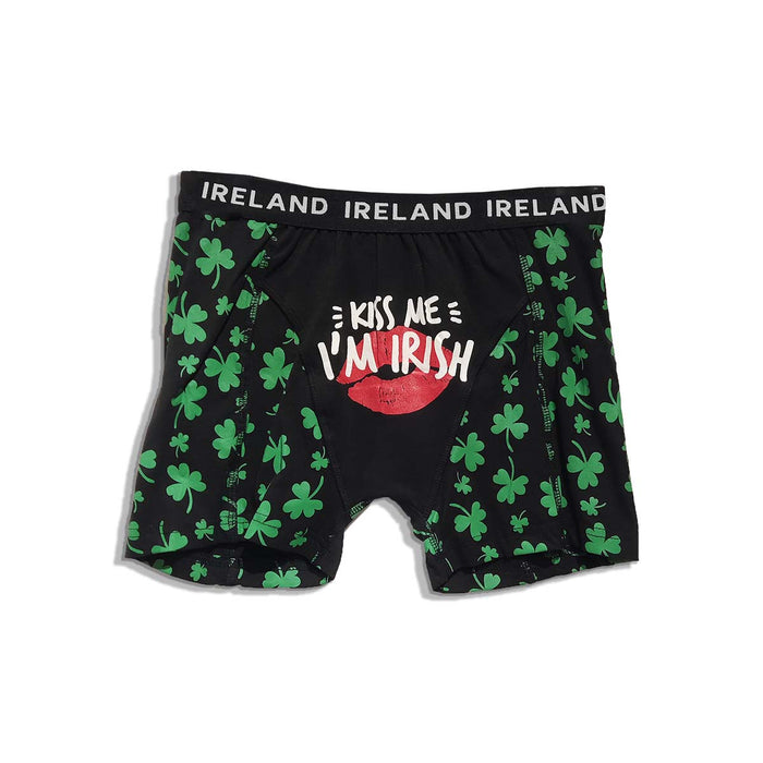 Boxer Unisex, "Kiss Me I'm Irish" Underwear, Black